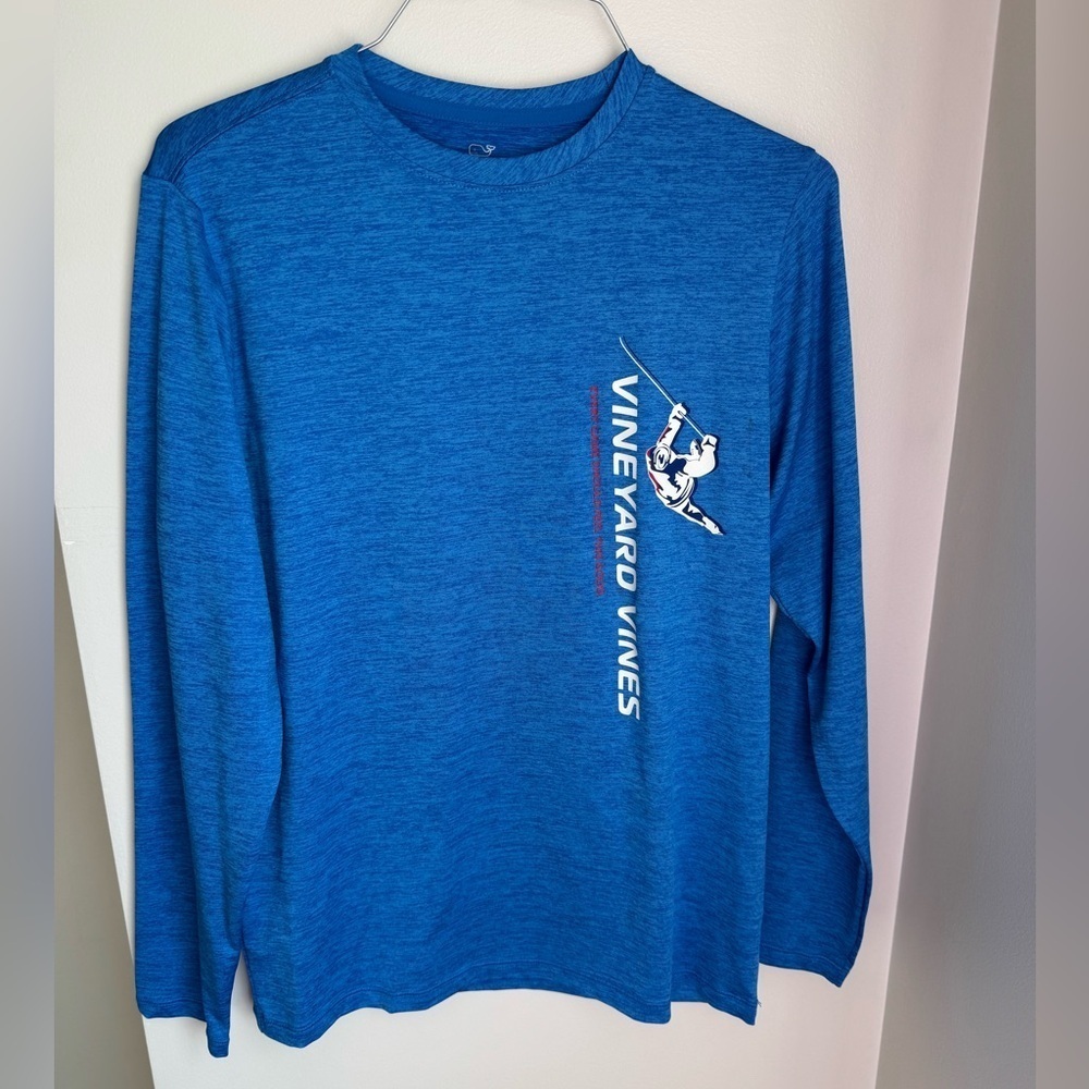 Vineyard Vines Boys Blue Hockey Performance Long Sleeve Size Large